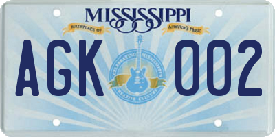 MS license plate AGK002