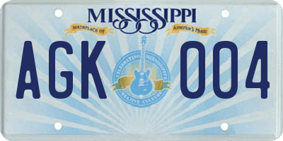 MS license plate AGK004