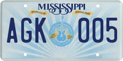 MS license plate AGK005