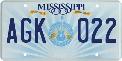 MS license plate AGK022