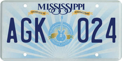 MS license plate AGK024