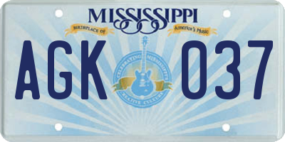 MS license plate AGK037
