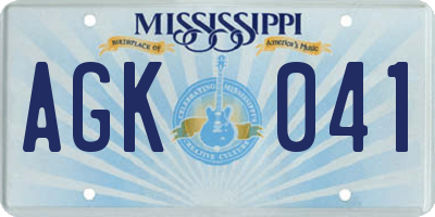 MS license plate AGK041