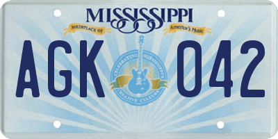 MS license plate AGK042