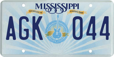 MS license plate AGK044