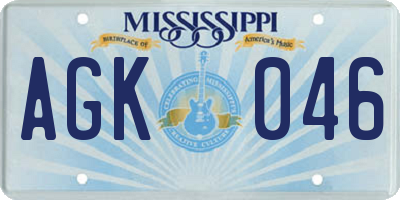 MS license plate AGK046