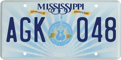 MS license plate AGK048