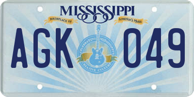 MS license plate AGK049