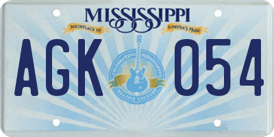 MS license plate AGK054