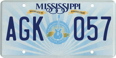 MS license plate AGK057