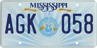 MS license plate AGK058