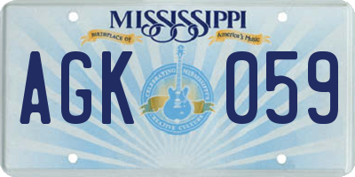 MS license plate AGK059