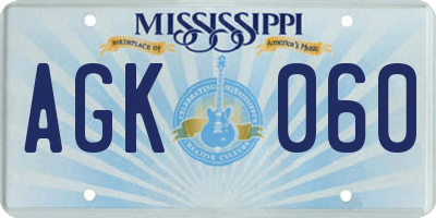 MS license plate AGK060