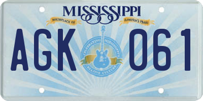 MS license plate AGK061