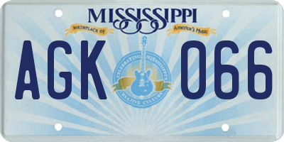 MS license plate AGK066