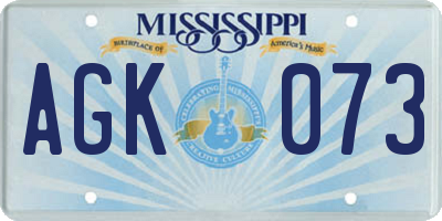 MS license plate AGK073
