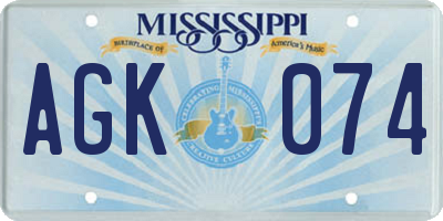 MS license plate AGK074