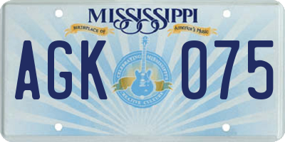 MS license plate AGK075