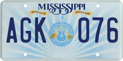 MS license plate AGK076