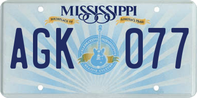 MS license plate AGK077
