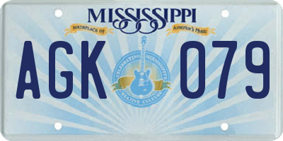 MS license plate AGK079
