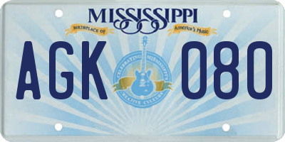 MS license plate AGK080