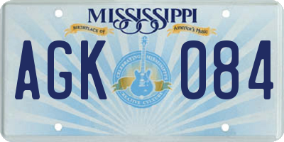 MS license plate AGK084