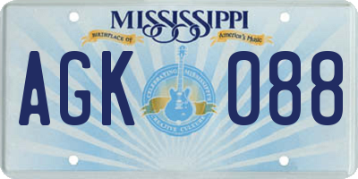 MS license plate AGK088