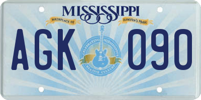 MS license plate AGK090