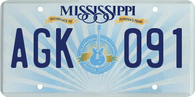 MS license plate AGK091