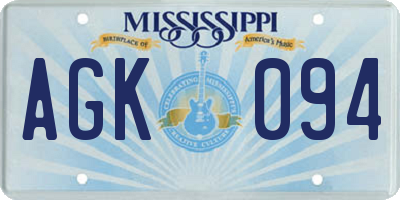 MS license plate AGK094