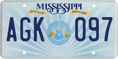 MS license plate AGK097