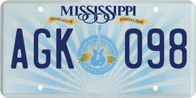 MS license plate AGK098
