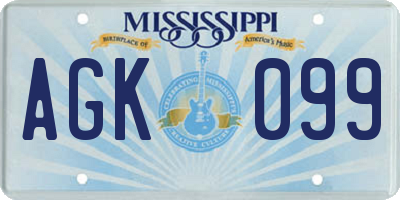 MS license plate AGK099