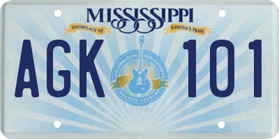 MS license plate AGK101