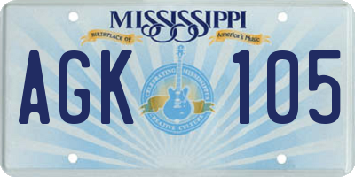 MS license plate AGK105