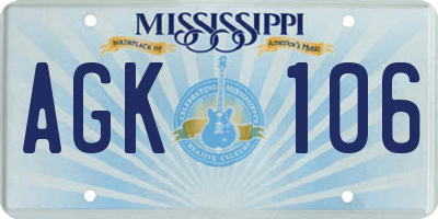 MS license plate AGK106