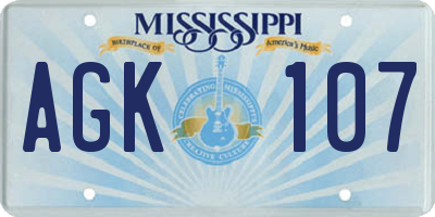 MS license plate AGK107