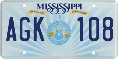 MS license plate AGK108