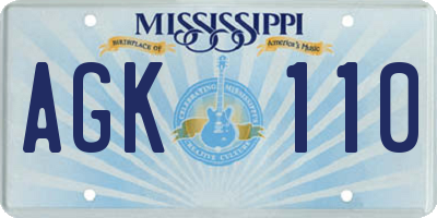 MS license plate AGK110