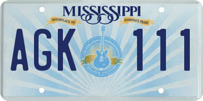 MS license plate AGK111