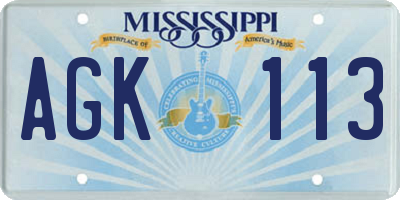 MS license plate AGK113