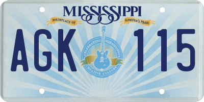 MS license plate AGK115