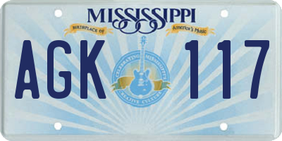 MS license plate AGK117