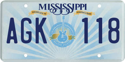 MS license plate AGK118