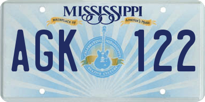 MS license plate AGK122
