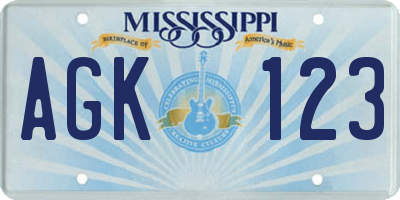 MS license plate AGK123