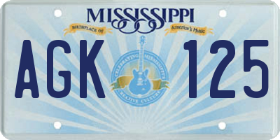 MS license plate AGK125
