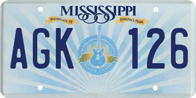 MS license plate AGK126