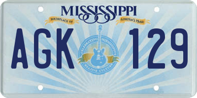 MS license plate AGK129